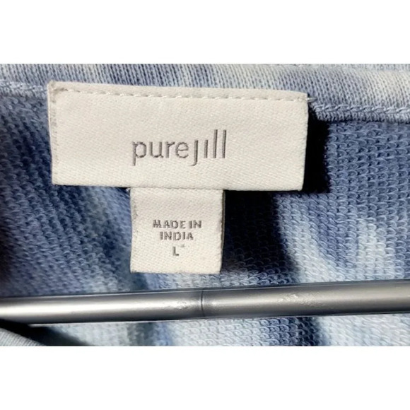 Pure Jill Sweatshirt Large Tie-Dye Blue Breathable Casual Comfort Pullover Boho - Picture 3 of 13